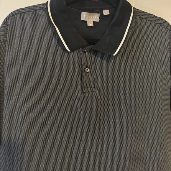 Ted Baker Men’s Big & Tall Short Sleeve Polo Black Geometric Size XXL - Picture 3 of 6